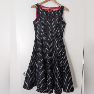 1950s Inspired Black & White Polkadot Dress